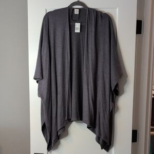 Gray Open Front Cardigan
